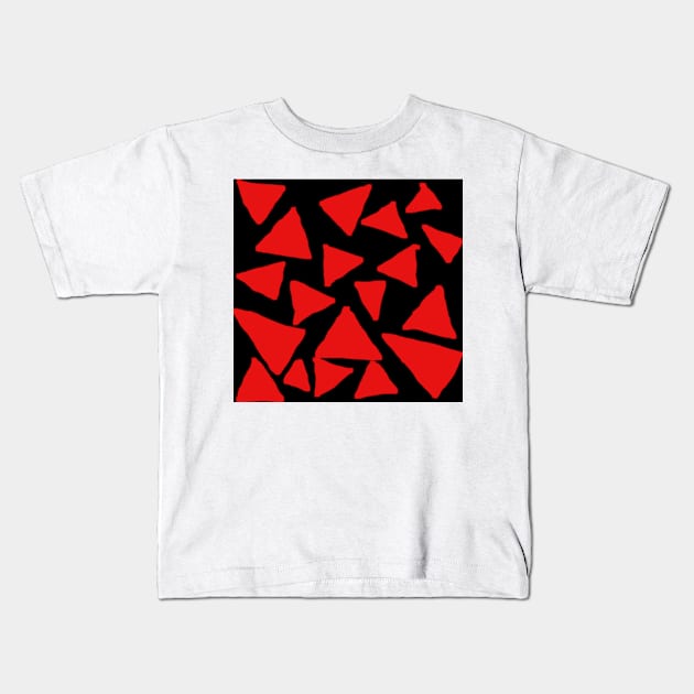 Red Corn Chips on Black Kids T-Shirt by Deadfluffy